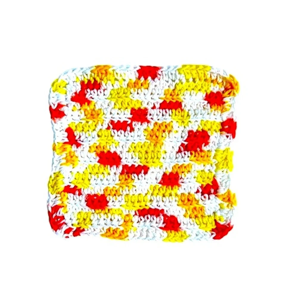 Hand Crafted Colorful All Purpose Wash or Dish Cloths Crochet 100% Cotton
